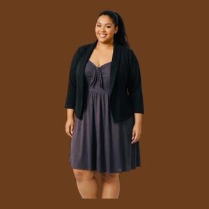 Torrid Black Blazer with Gray Dress